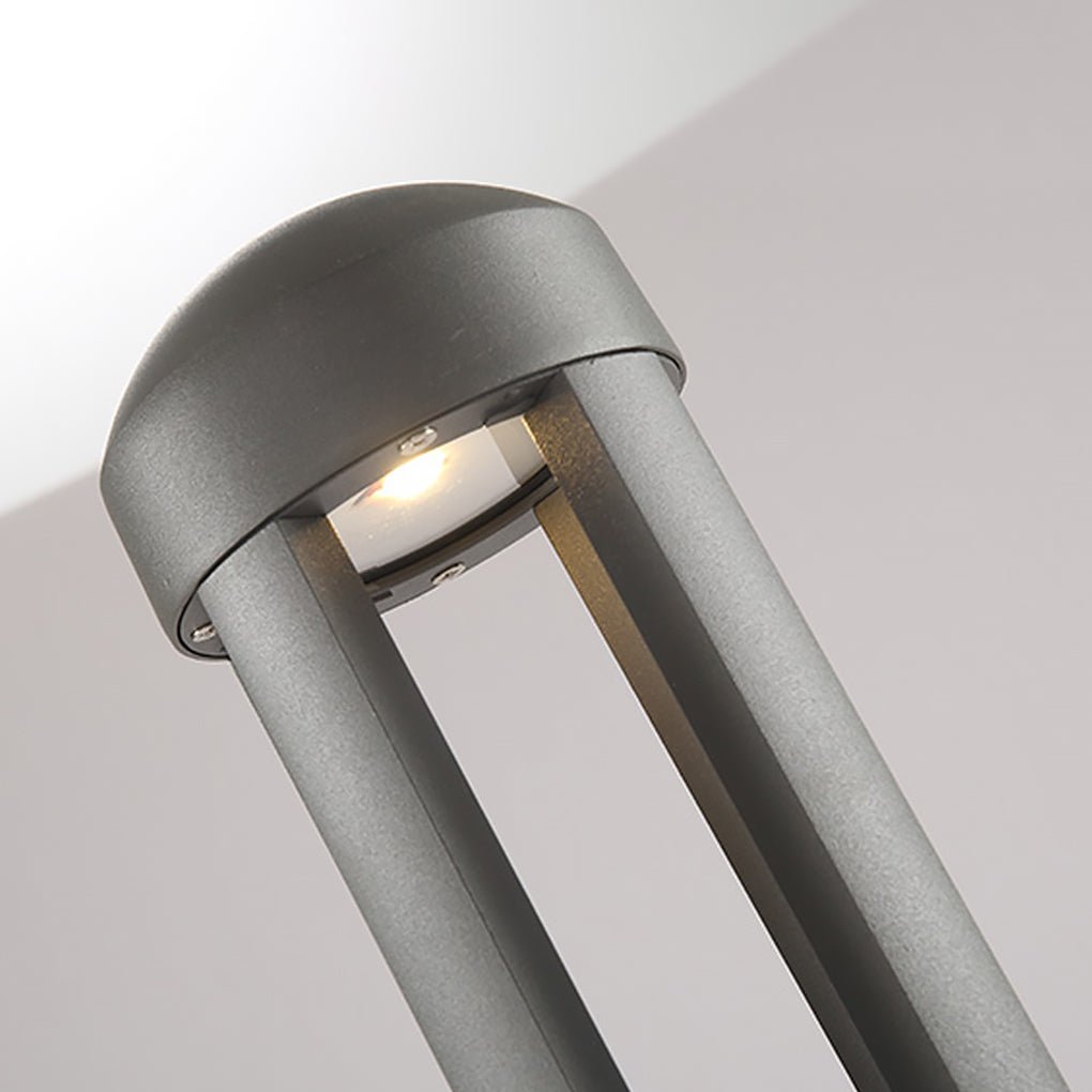 Four-Column LED Bollard Light — Die-Cast Aluminum and Acrylic, Dark Gray, 4" × 21"