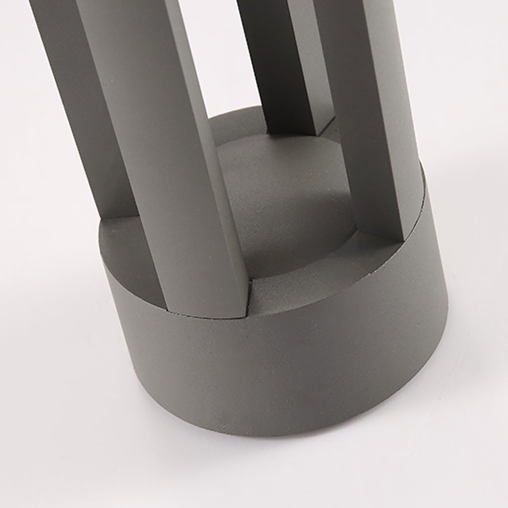 Four-Column LED Bollard Light — Die-Cast Aluminum and Acrylic, Dark Gray, 4" × 21"