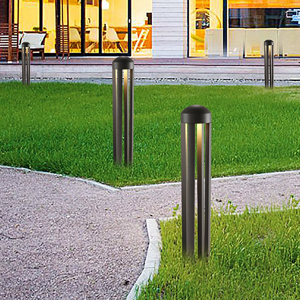 Four-Column LED Bollard Light — Die-Cast Aluminum and Acrylic, Dark Gray, 4" × 21"