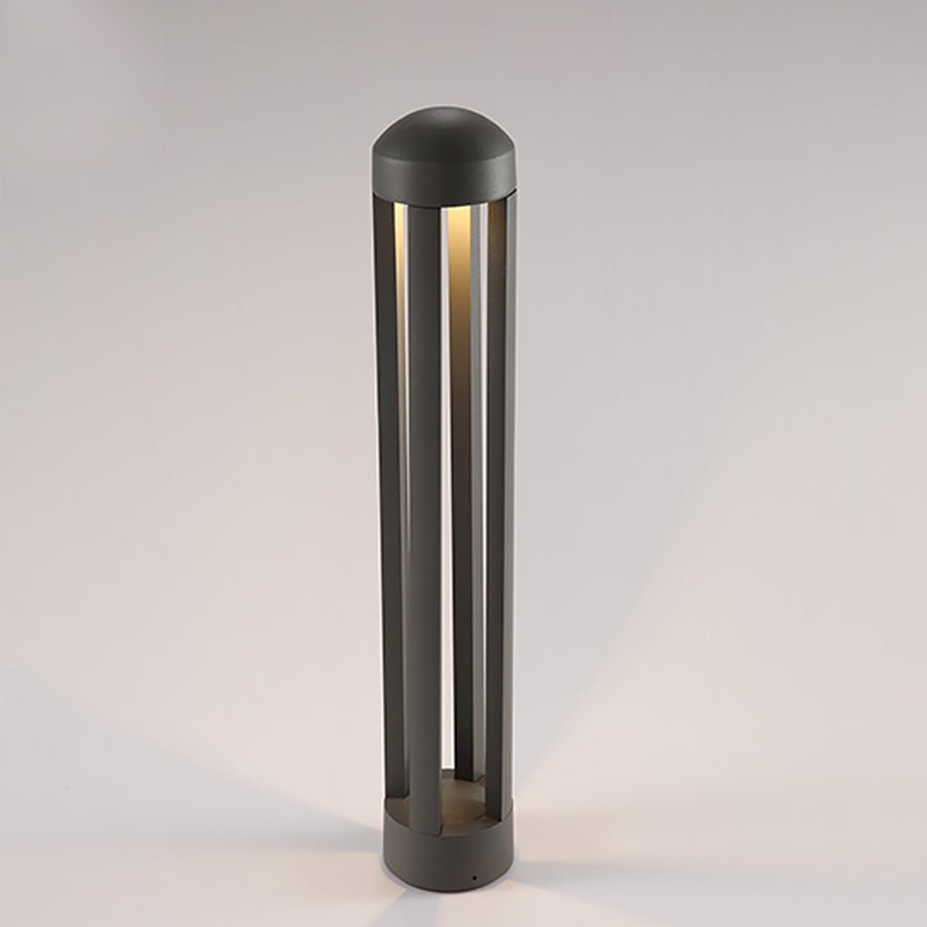 Four-Column LED Bollard Light — Die-Cast Aluminum and Acrylic, Dark Gray, 4" × 21"