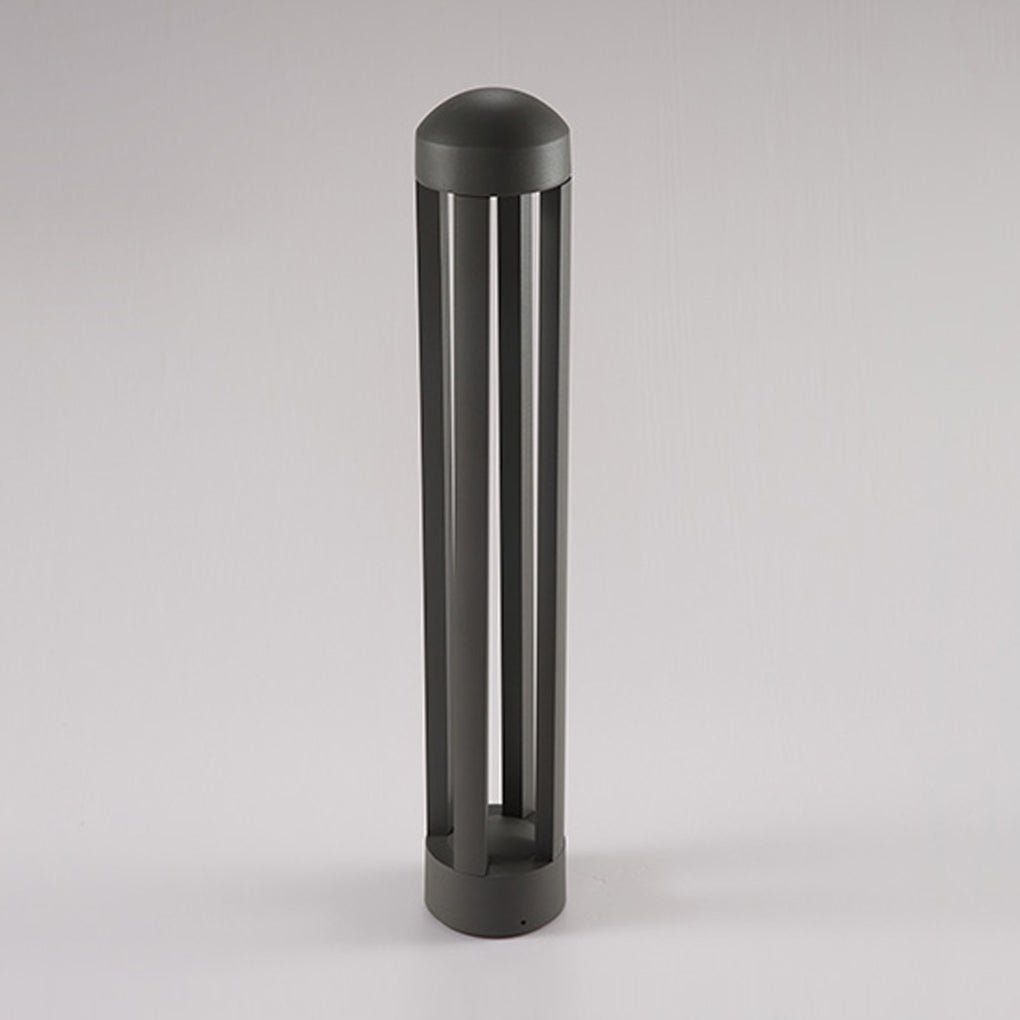 Four-Column LED Bollard Light — Die-Cast Aluminum and Acrylic, Dark Gray, 4" × 21"