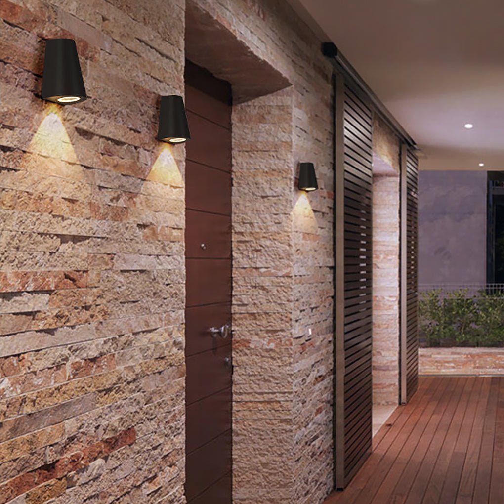 Minimalist Outdoor Up/Down Wall Sconce — Aluminum & Glass, 3W LED, IP54 Weatherproof, Black