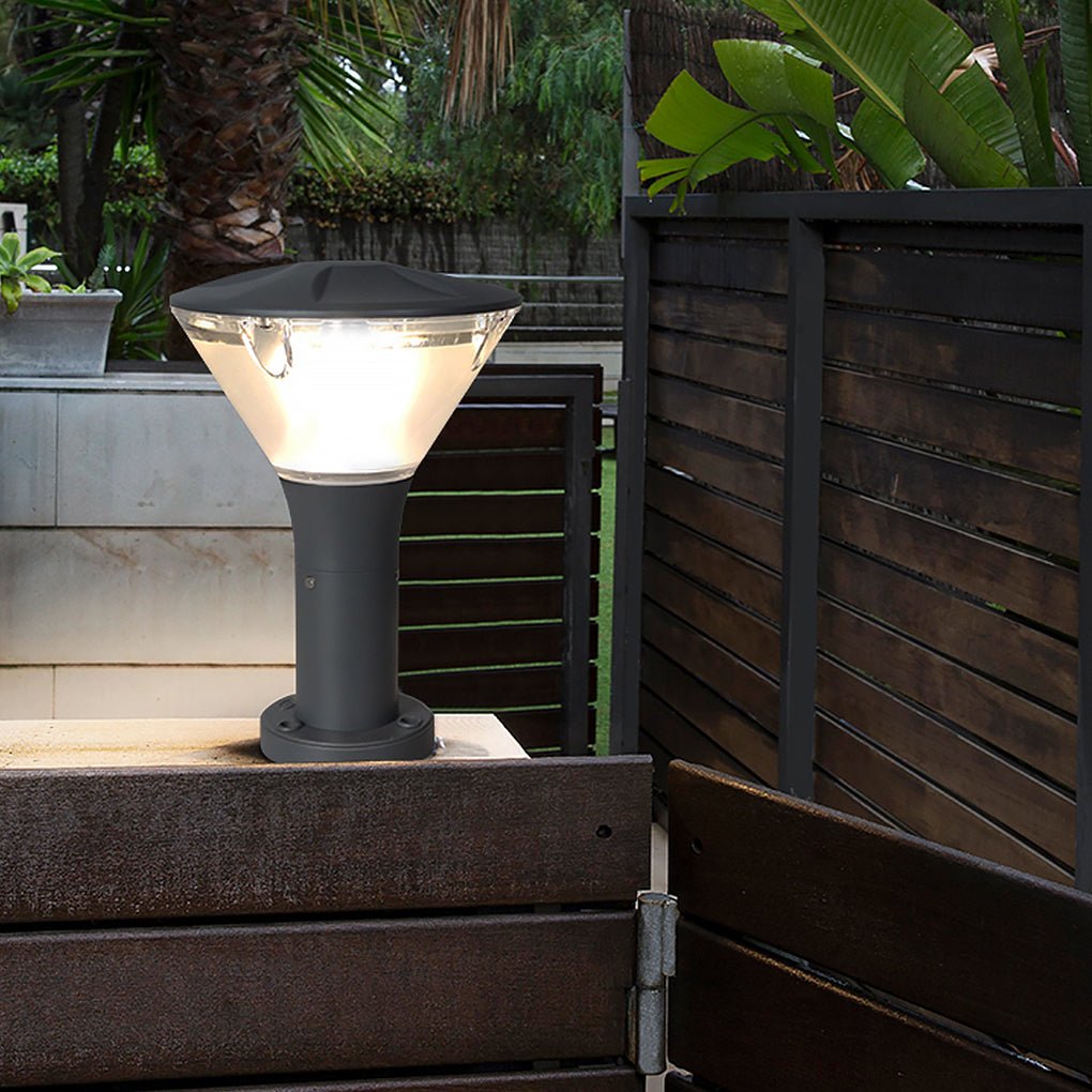 Round LED Outdoor Light — Die-Cast Aluminum & Frosted Acrylic, Wall or Post Mount, IP65, 11" / 31" Variants