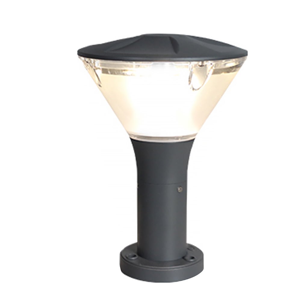 Round LED Outdoor Light — Die-Cast Aluminum & Frosted Acrylic, Wall or Post Mount, IP65, 11" / 31" Variants