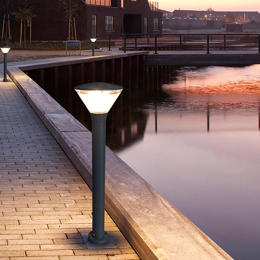 Round LED Outdoor Light — Die-Cast Aluminum & Frosted Acrylic, Wall or Post Mount, IP65, 11" / 31" Variants
