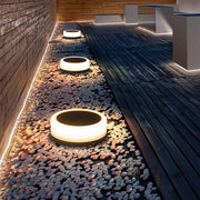 Round Solar Pillar Light — Stainless Steel & PC, LED 5W, 3000K Warm White, IP-Rated Weatherproof