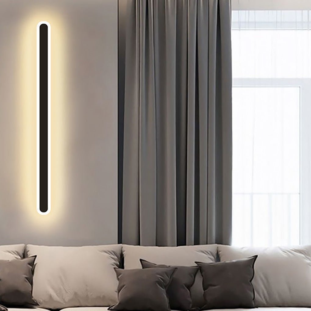 Minimalist Linear Wall Sconce — Black Wrought Iron and Acrylic, 40W LED, Horizontal or Vertical Mount, 3-Step Dimming