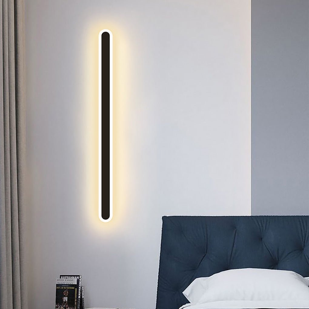 Minimalist Linear Wall Sconce — Black Wrought Iron and Acrylic, 40W LED, Horizontal or Vertical Mount, 3-Step Dimming