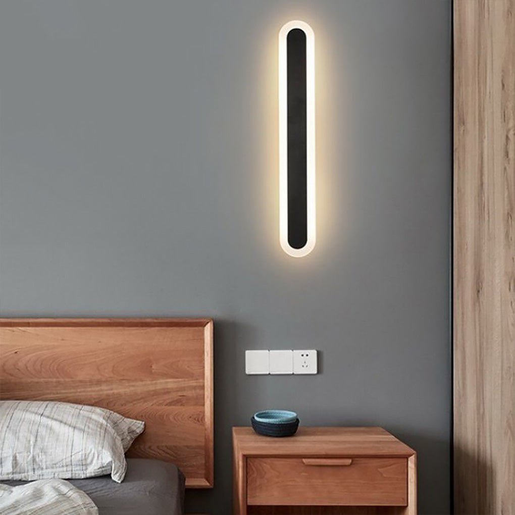 Minimalist Linear Wall Sconce — Black Wrought Iron and Acrylic, 40W LED, Horizontal or Vertical Mount, 3-Step Dimming