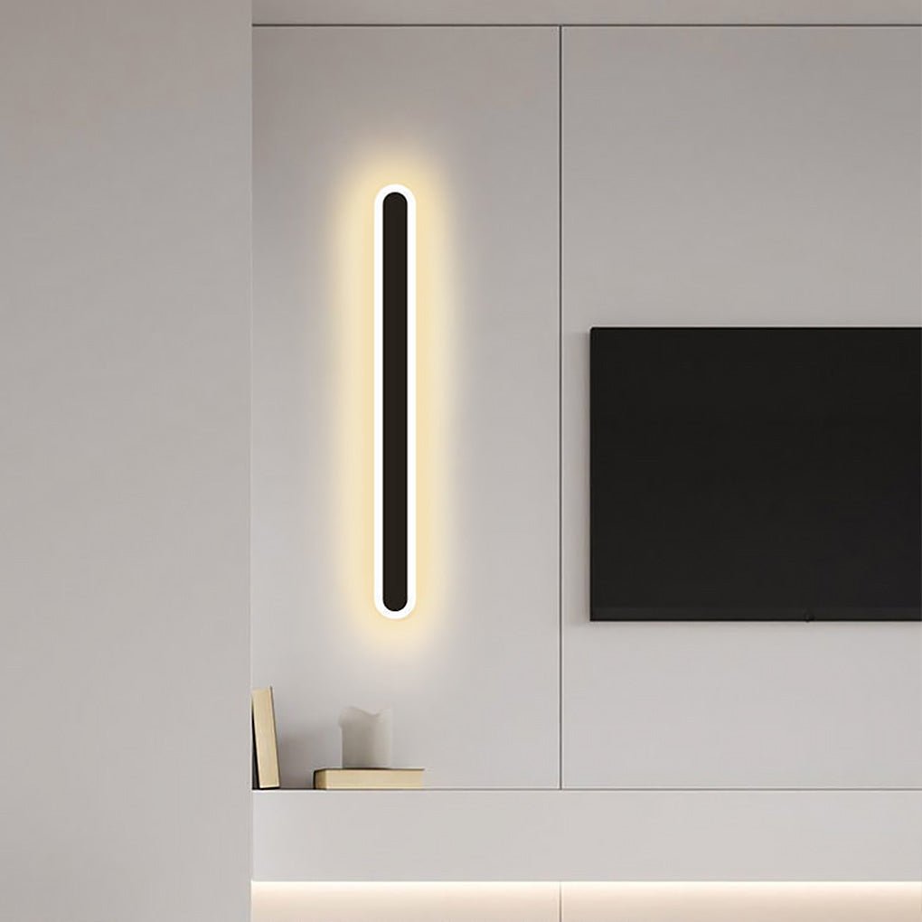 Minimalist Linear Wall Sconce — Black Wrought Iron and Acrylic, 40W LED, Horizontal or Vertical Mount, 3-Step Dimming