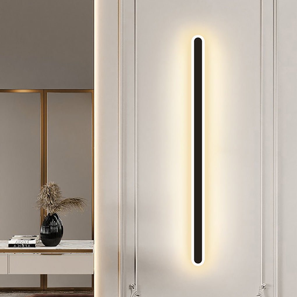 Minimalist Linear Wall Sconce — Black Wrought Iron and Acrylic, 40W LED, Horizontal or Vertical Mount, 3-Step Dimming