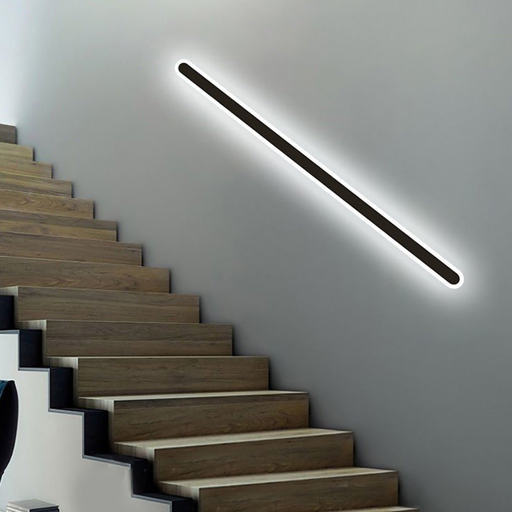 Minimalist Linear Wall Sconce — Black Wrought Iron and Acrylic, 40W LED, Horizontal or Vertical Mount, 3-Step Dimming