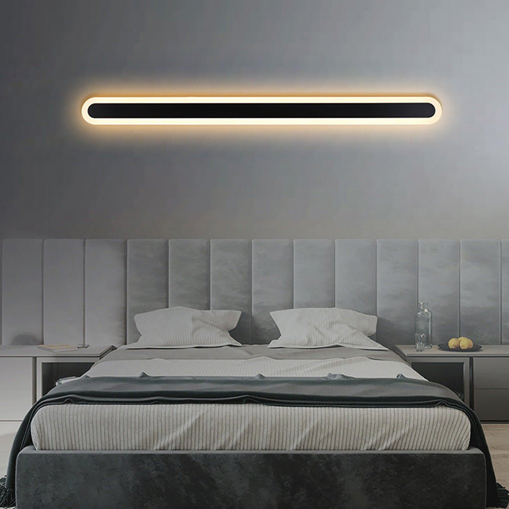 Minimalist Linear Wall Sconce — Black Wrought Iron and Acrylic, 40W LED, Horizontal or Vertical Mount, 3-Step Dimming