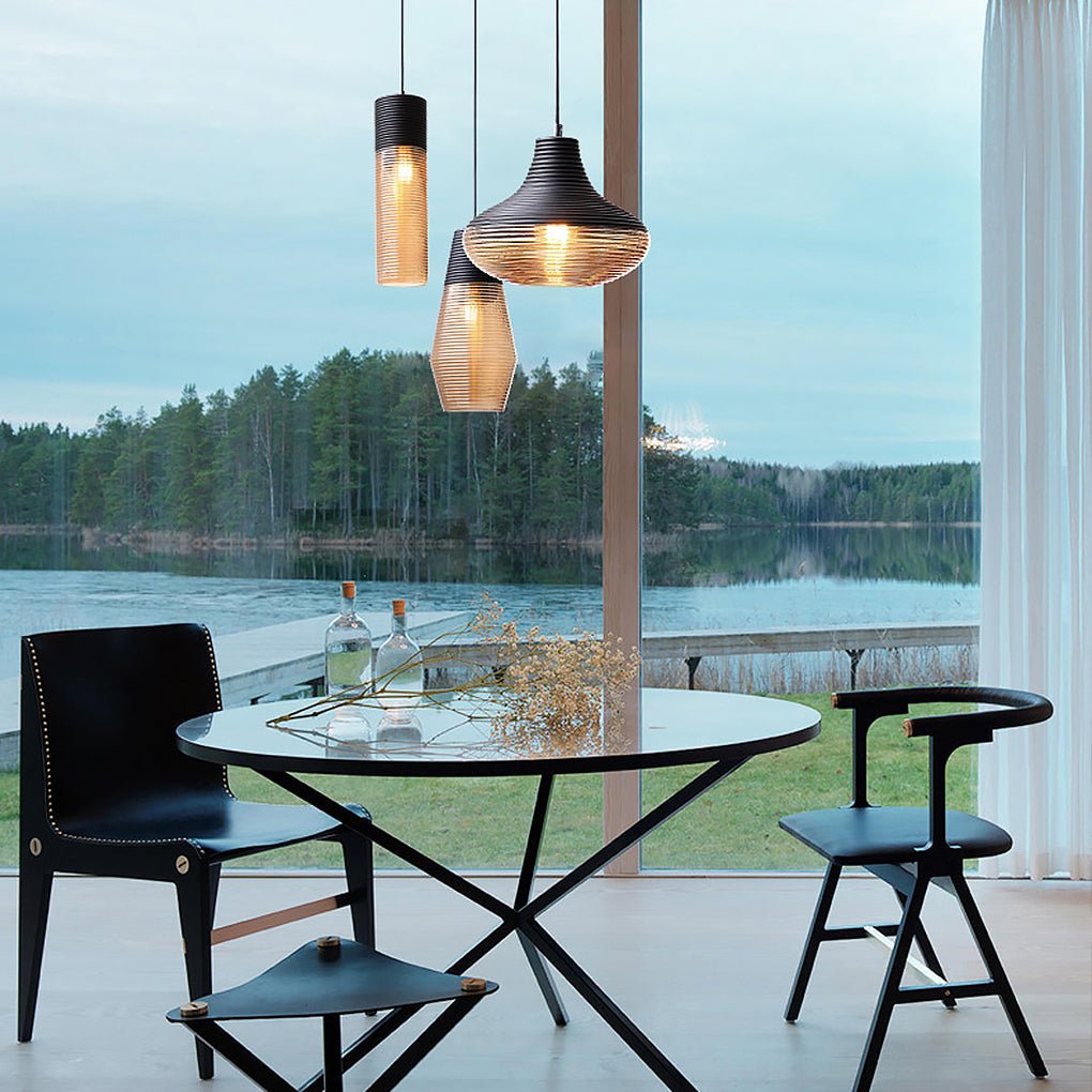 nordic modern minimalist spiral pattern glass chandelier for cafe bedroom and bar