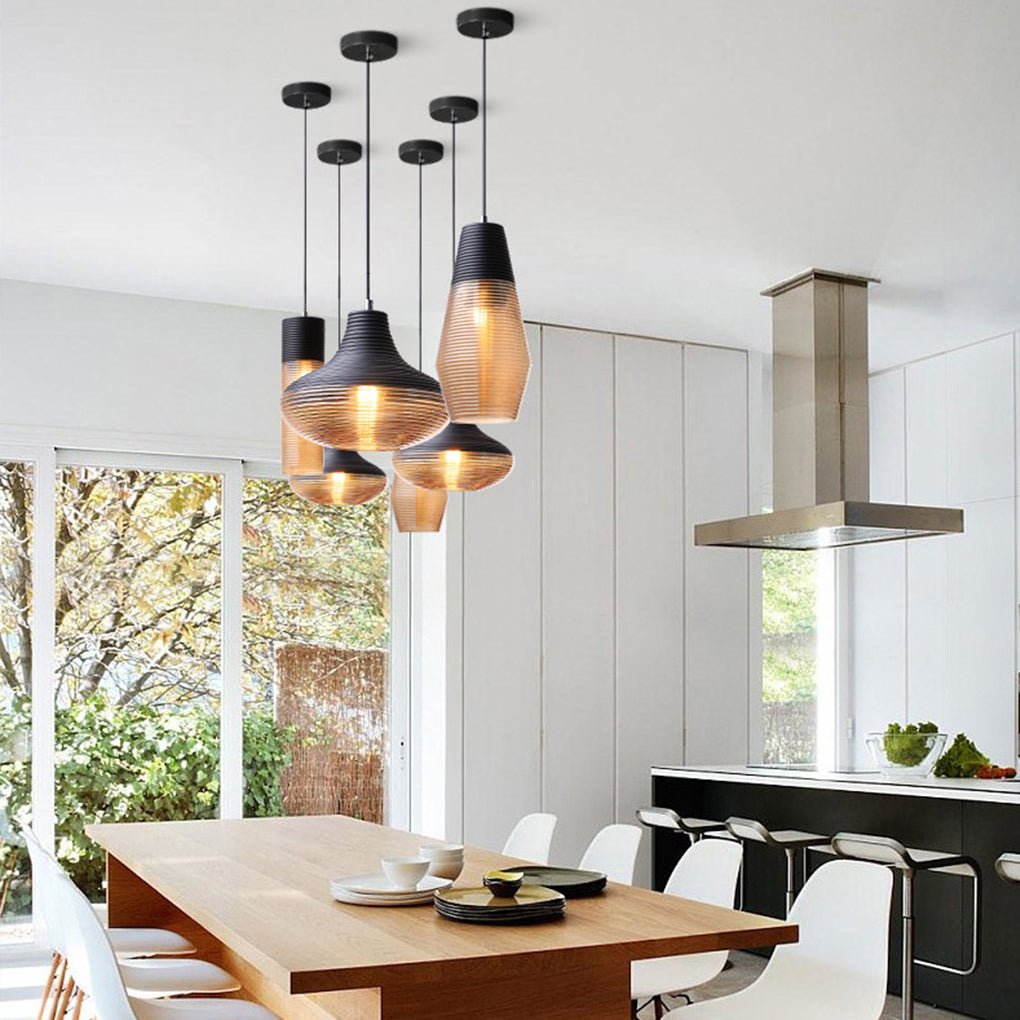 nordic modern minimalist spiral pattern glass chandelier for cafe bedroom and bar
