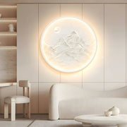 Round Mountain & Moon LED Wall Sconce — Modern Wall Art, Full or Crescent, 19.7" or 23.6"