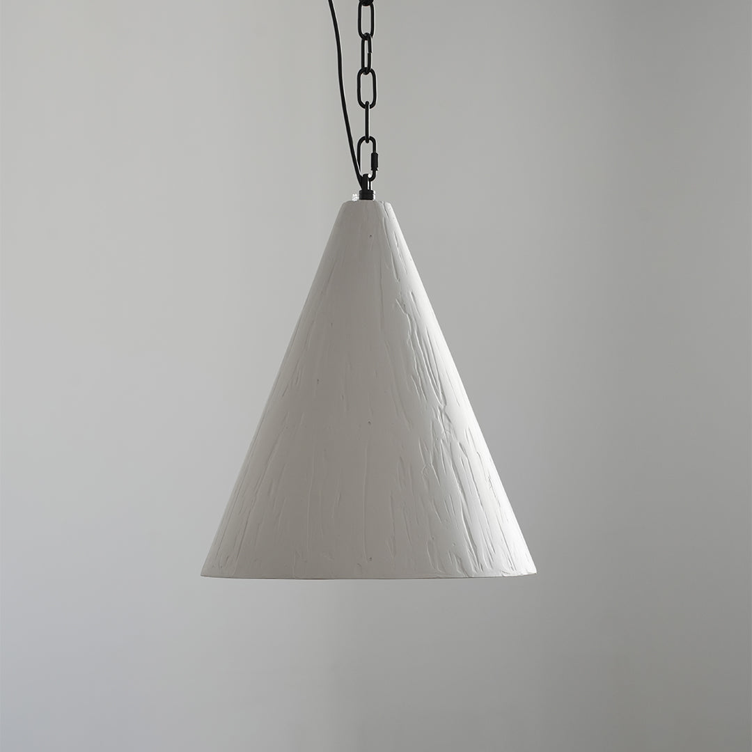 Minimalist Gypsum Pendant Light — White Iron, Adjustable 59.1" Chain, Warm White LED