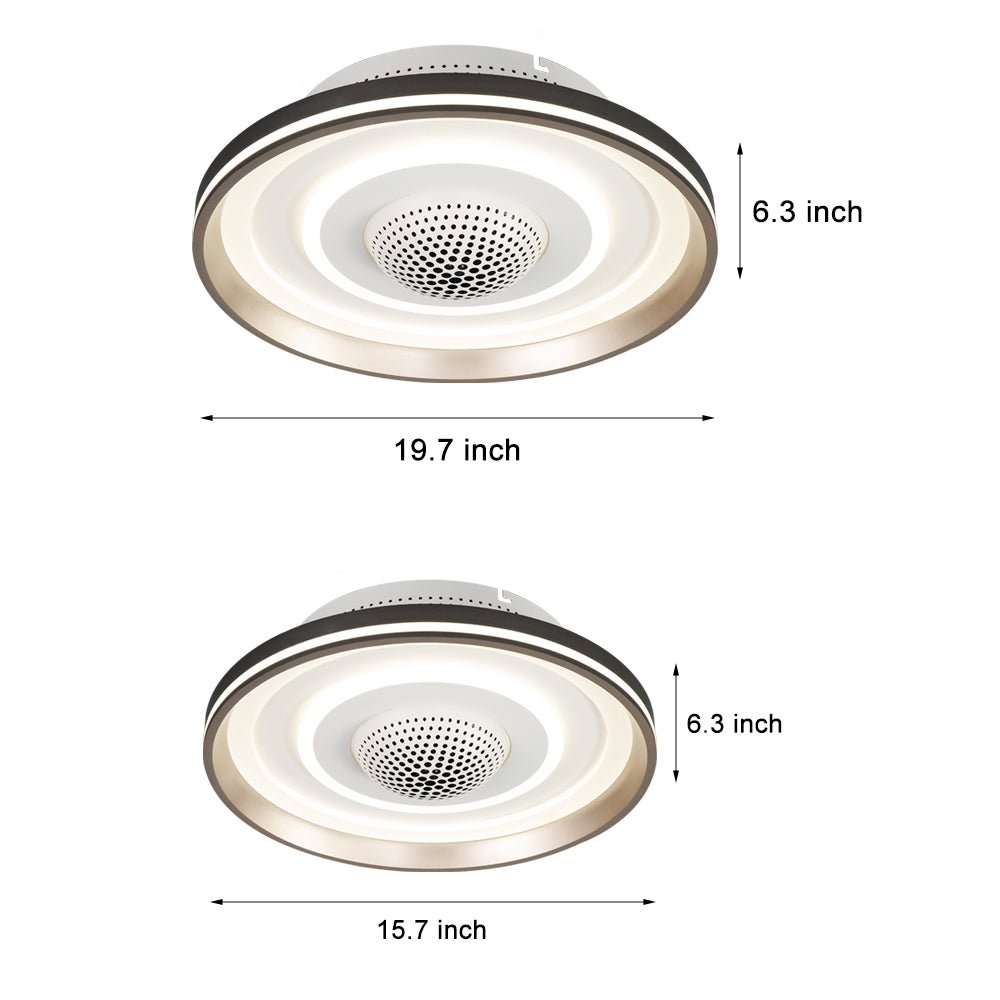 Nordic Round LED Flush Mount Ceiling Fan Light with Invisible Design