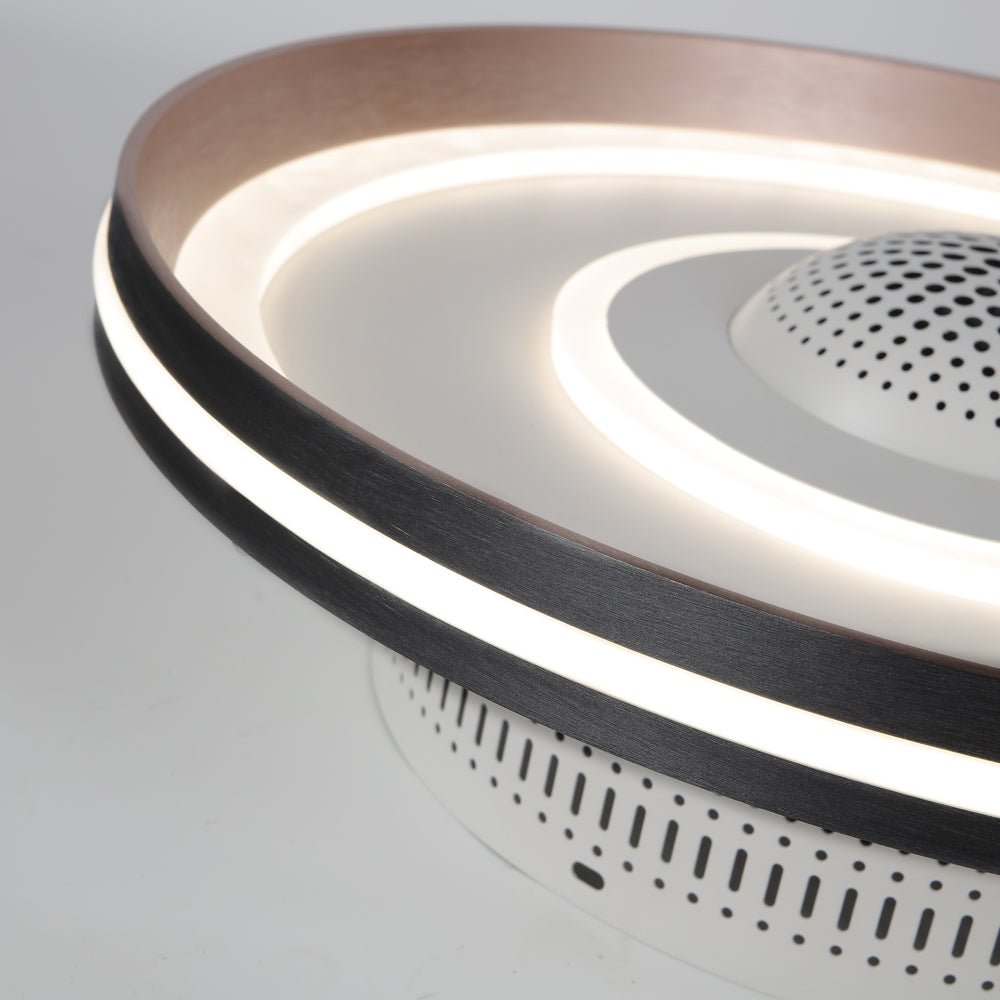 Nordic Round LED Flush Mount Ceiling Fan Light with Invisible Design