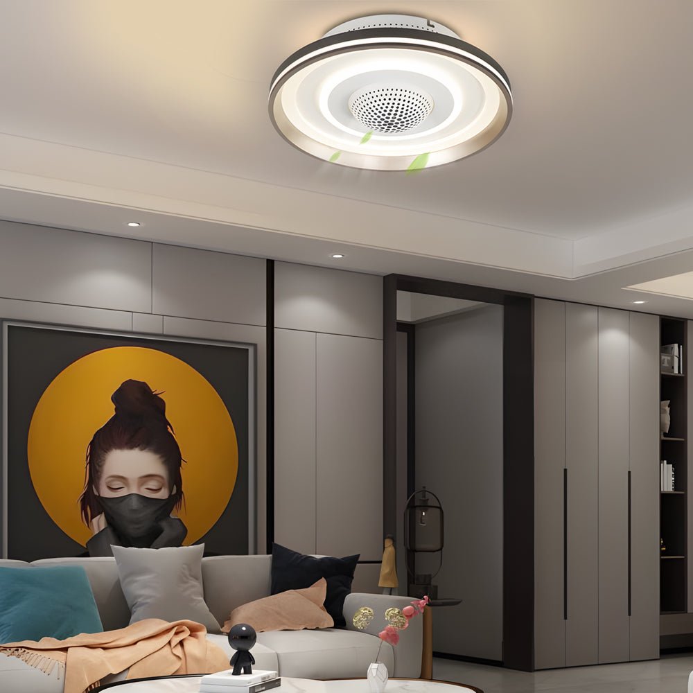 nordic round led flush mount ceiling fan light with invisible design
