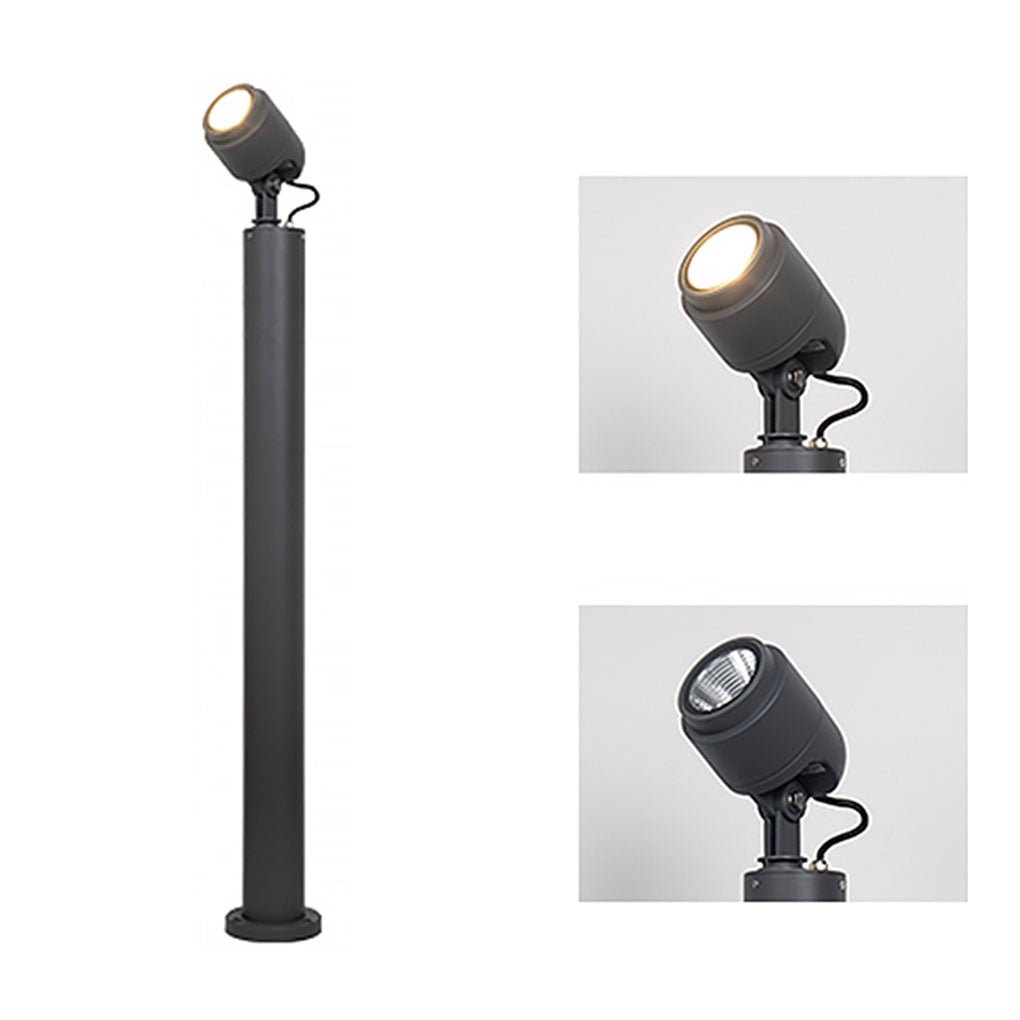 Minimalist LED Bollard Spotlight — Aluminum & Glass, 6W / COB 12W, IP65, 3000K Warm White, 39"