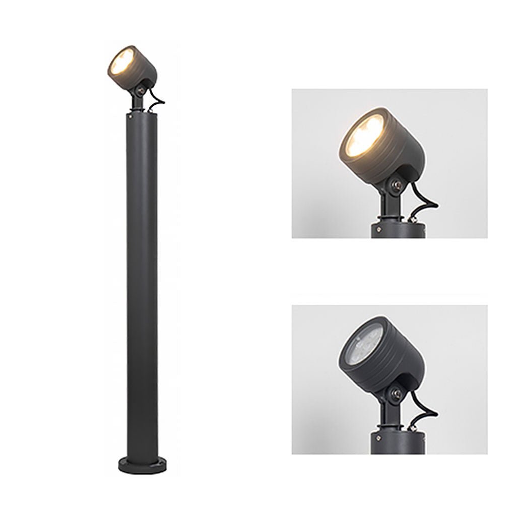 Minimalist LED Bollard Spotlight — Aluminum & Glass, 6W / COB 12W, IP65, 3000K Warm White, 39"