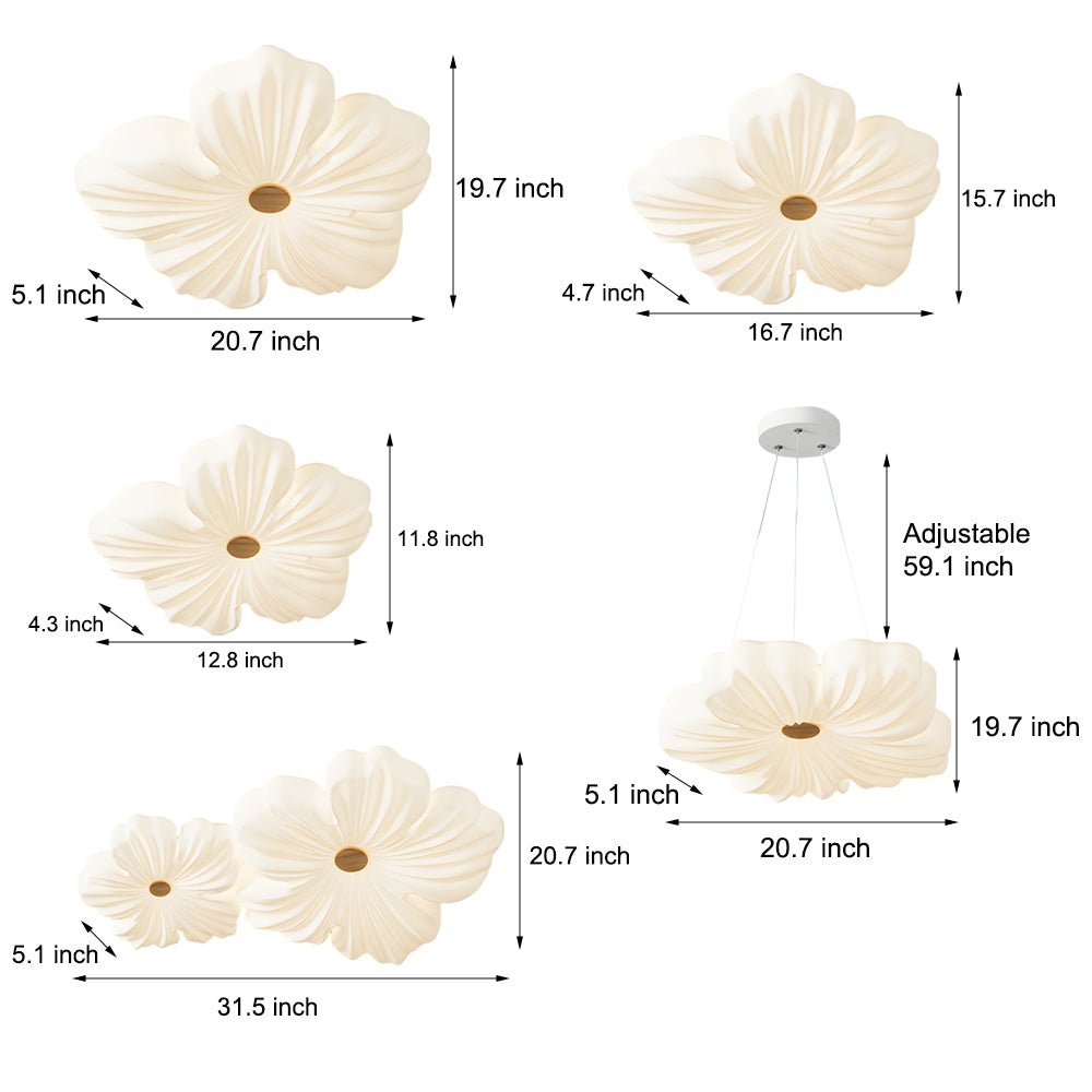 Flower-Shaped LED Flush-Mount Ceiling Light — White Acrylic & Iron, 3-Step Dimming, 3000K/4500K/6000K