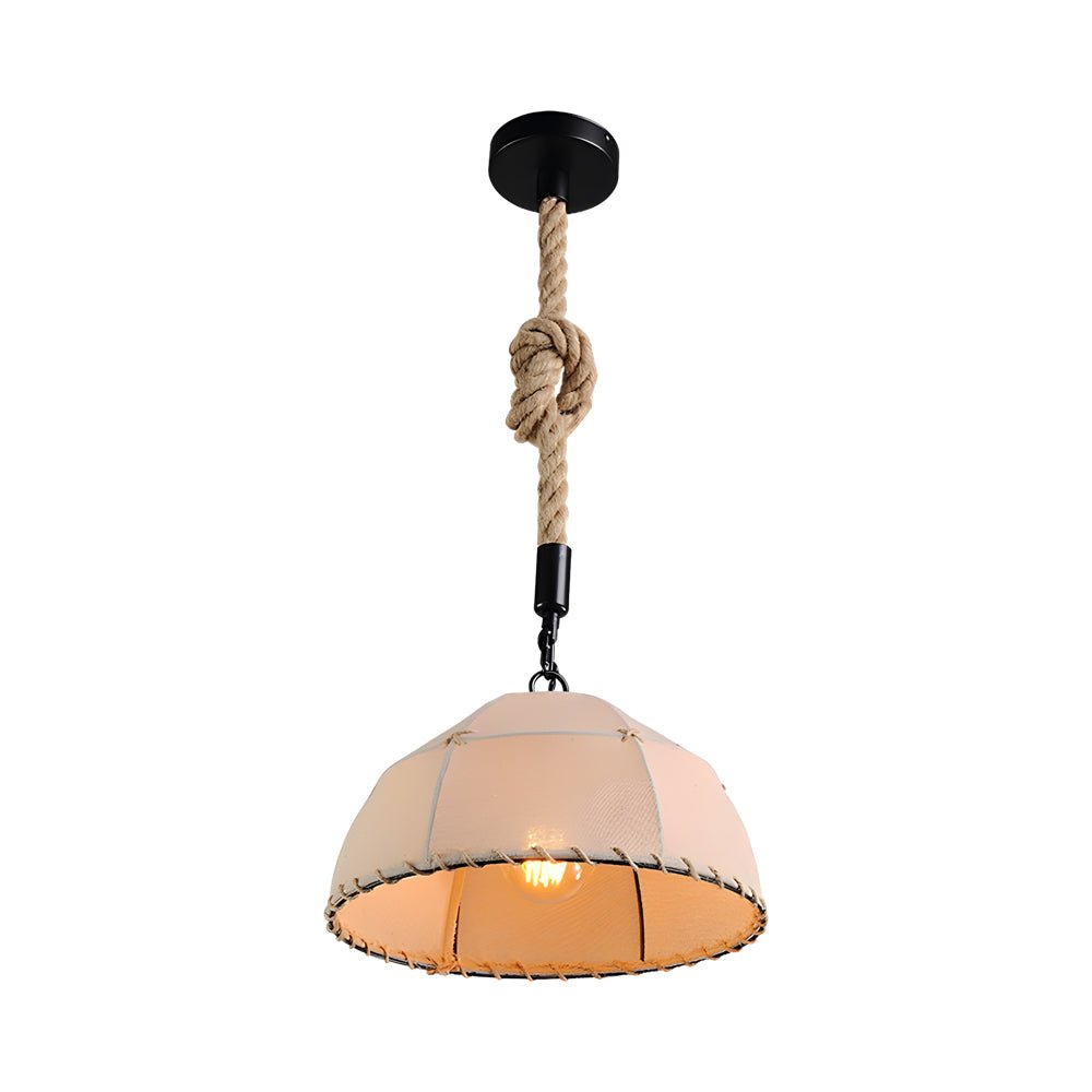 Rustic Linen & Hemp Rope Pendant Chandelier — Iron, 6W LED, Adjustable Cord, 3 Sizes