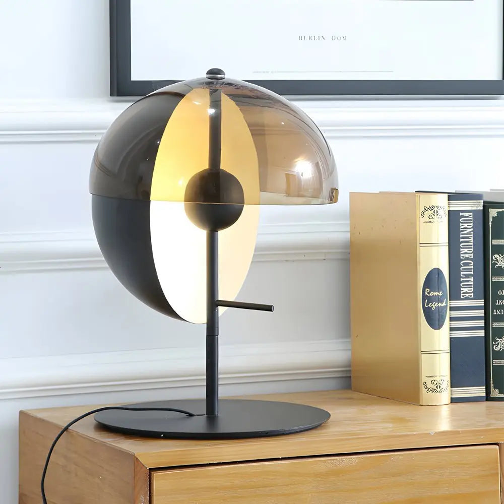 Amber Glass LED Table Lamp with Two Novelty Half-Spheres Luxe