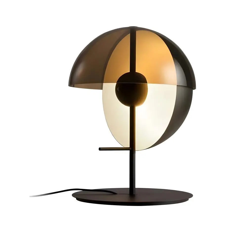 Amber Glass LED Table Lamp with Two Novelty Half-Spheres Luxe