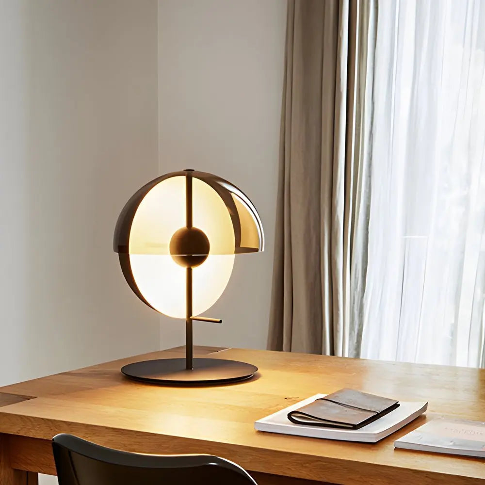 Amber Glass LED Table Lamp with Two Novelty Half-Spheres Luxe
