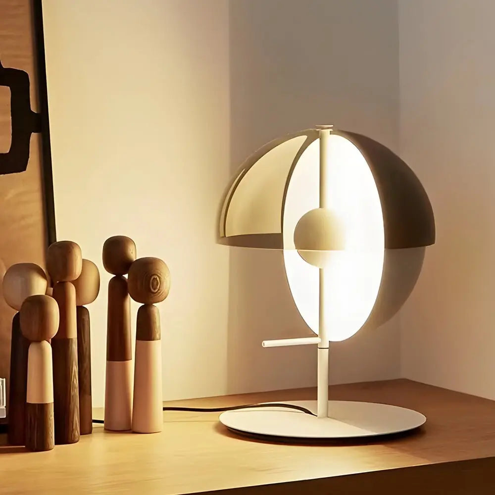 Amber Glass LED Table Lamp with Two Novelty Half-Spheres Luxe