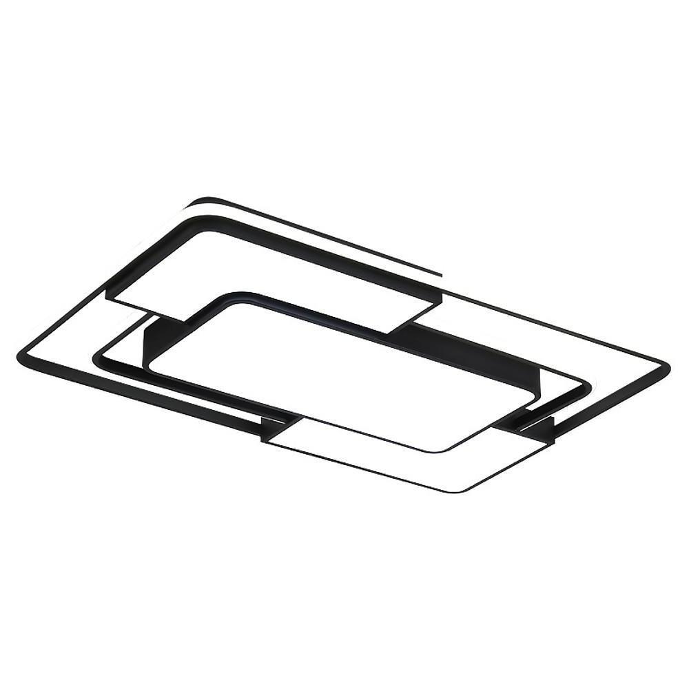 Square Geometric LED Flush-Mount Ceiling Light — Acrylic, 3-Step Dimming, Remote Control, Black or Gold