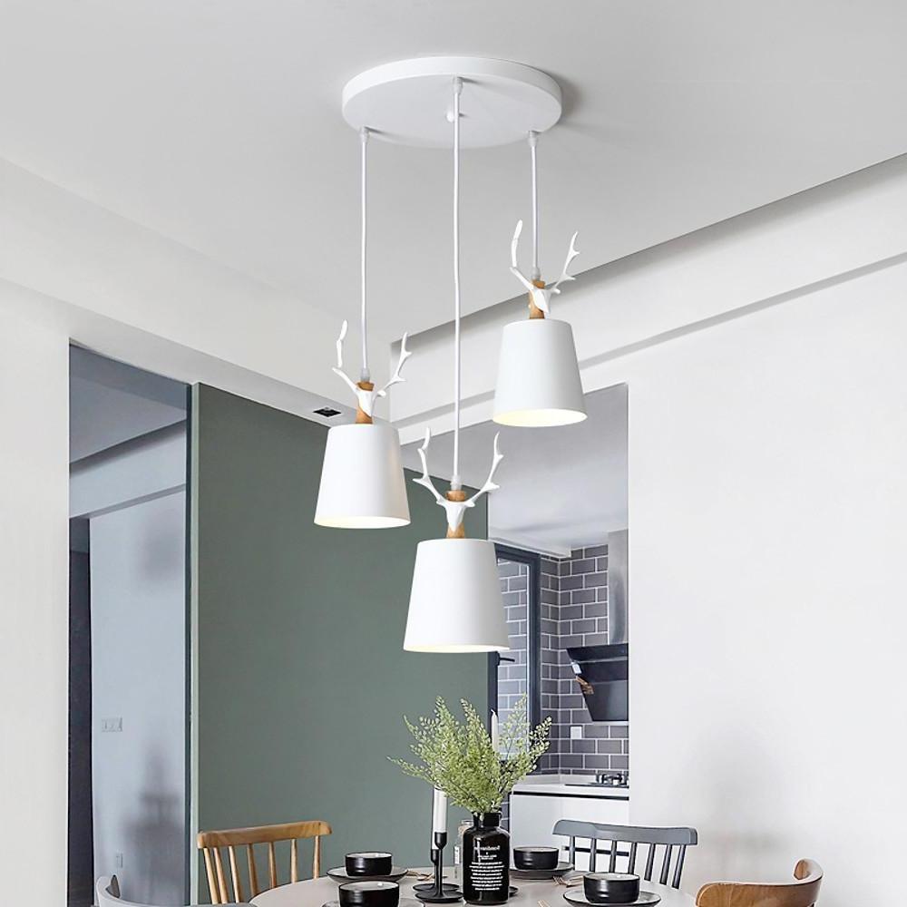 Antler 3-Light Chandelier — Metal and Aluminum, Painted Finish, E26/E27, 60W, 11" Diameter