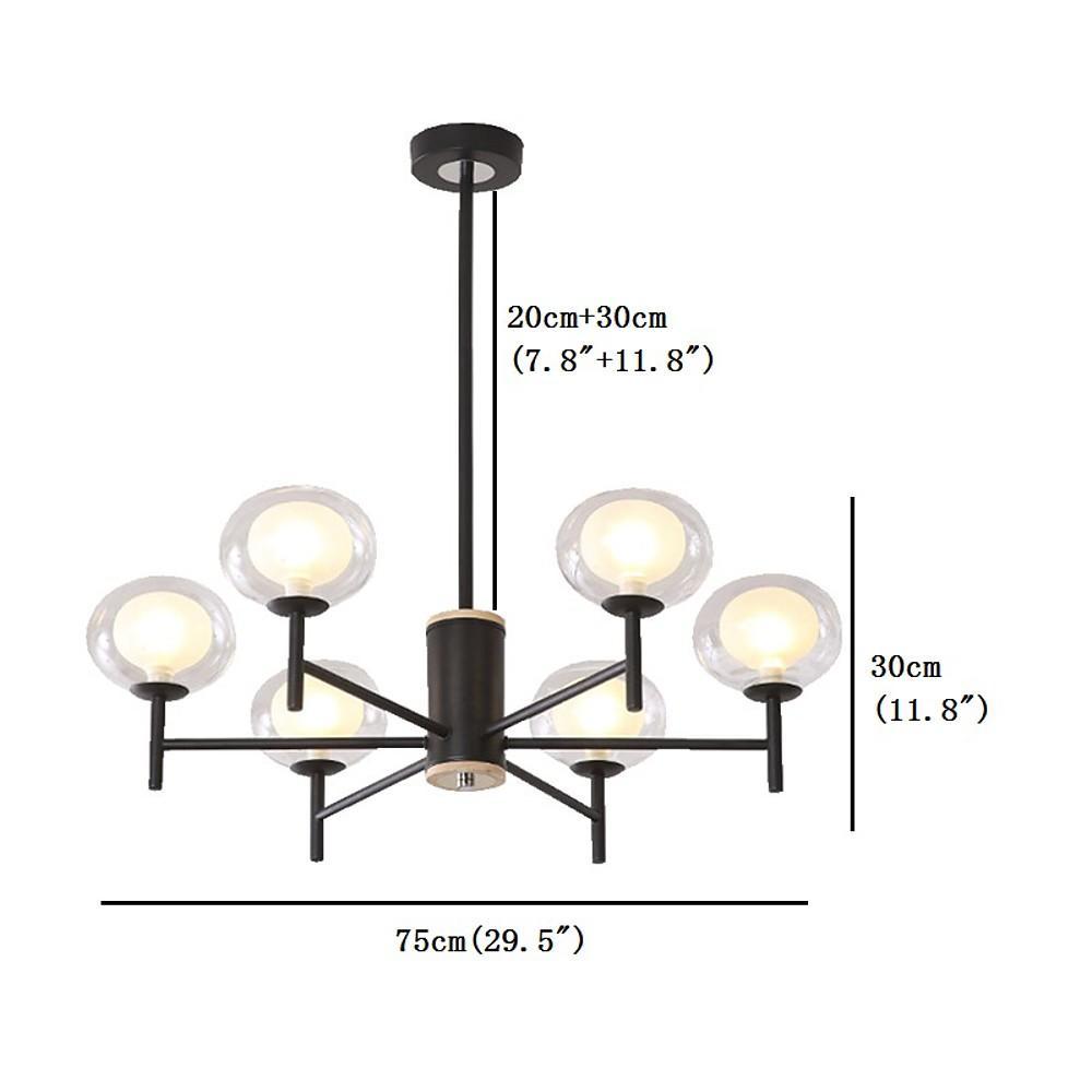 Sputnik Bubble Chandelier — Black or Gold Metal and Glass, 18-Light Industrial, 30" Diameter