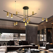 Geometric Sputnik Chandelier — Gold Metal, 12-Light LED, 26" × 54", 3200K / 6000K