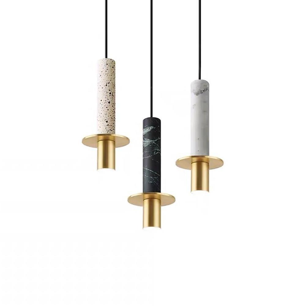 Cylindrical Circular Mini Pendant Light — Metal and Glass, 1-Light, 10W LED, 3000K, 5" Diameter, 59" Adjustable Cord