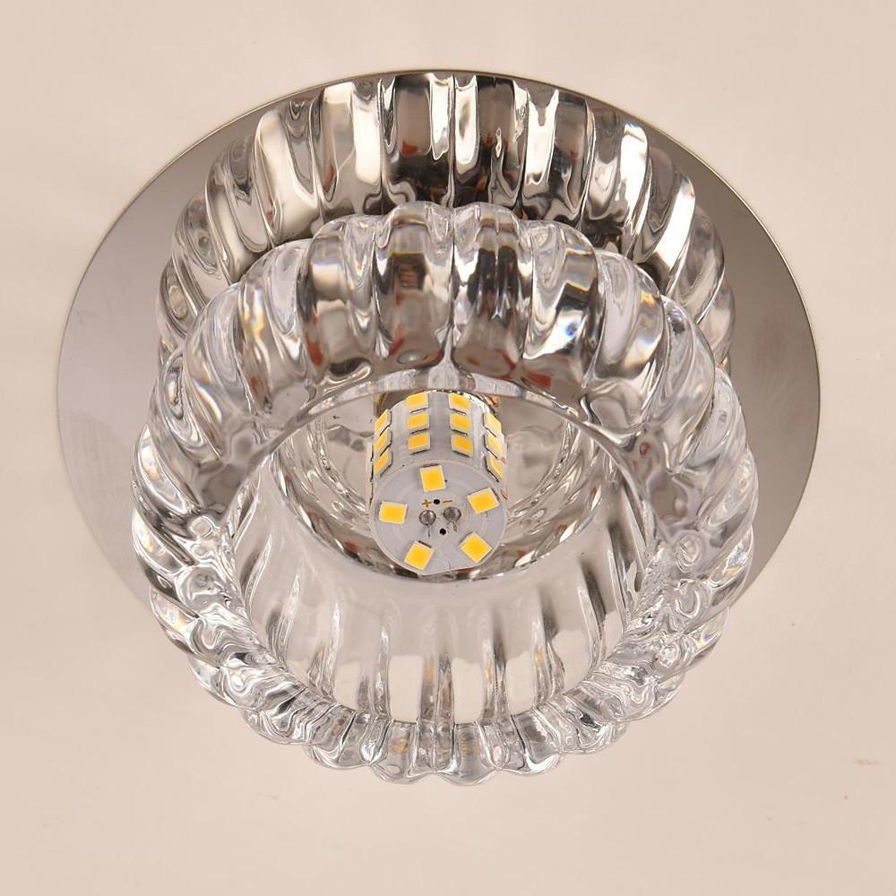 Geometric Crystal Flush-Mount Chandelier — Metal, LED, 7W, RGB + 3000K/6000K