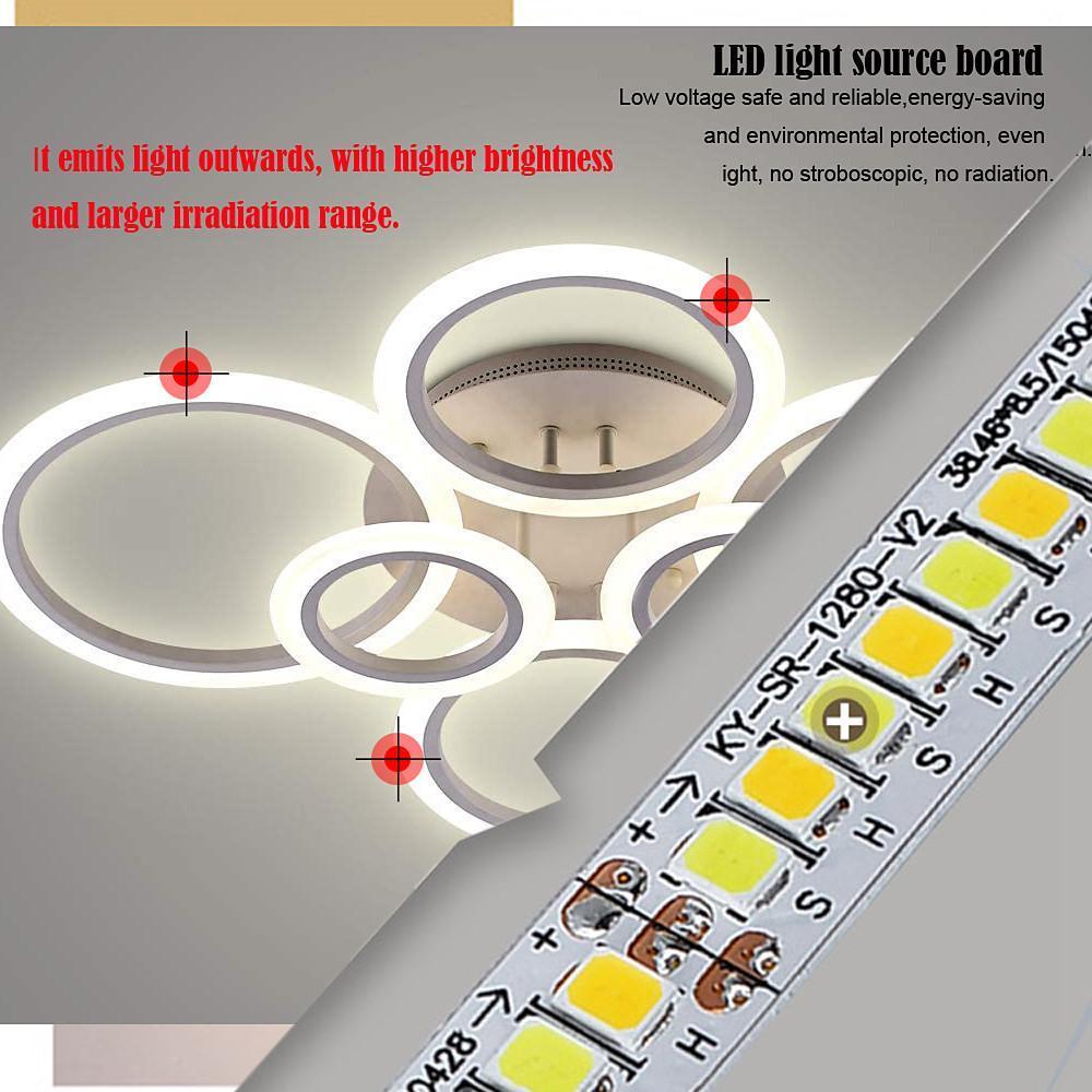 Tiered Circles Flush-Mount Ceiling Light — Aluminum & Acrylic, 2800K–7000K, 4-Light / 6-Light / 8-Light