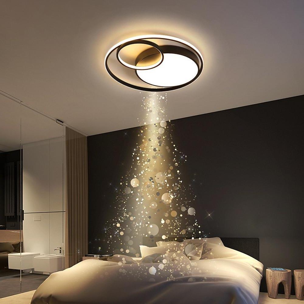 Three-Circle Round LED Flush-Mount Ceiling Light — Metal & Aluminum, Warm White / Daylight, 16", 19", or 24"