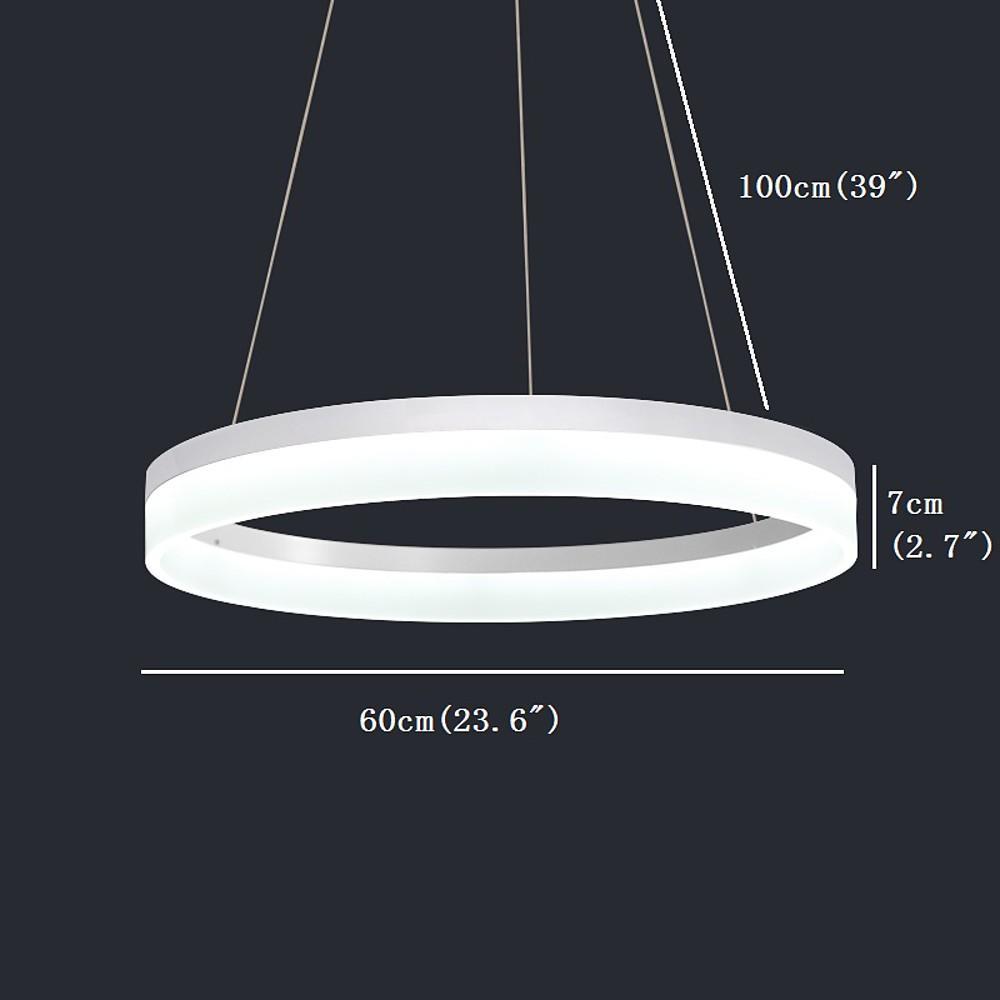 Thick Circle Acrylic Ring Chandelier — Modern LED, 36W Dimmable, 3000K–6000K, 24" Diameter, Remote Control