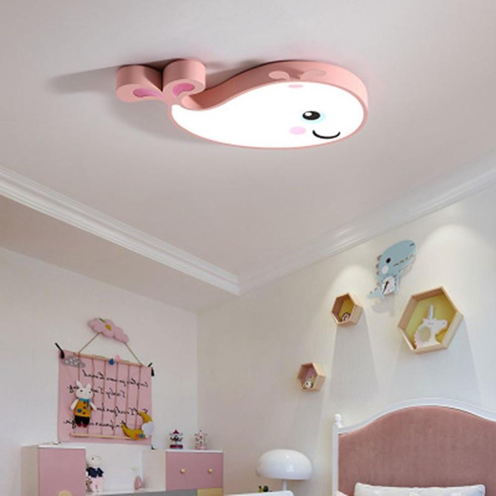Animal-Shape LED Flush-Mount Ceiling Light — Metal, 30W, 24", White / Blue / Pink
