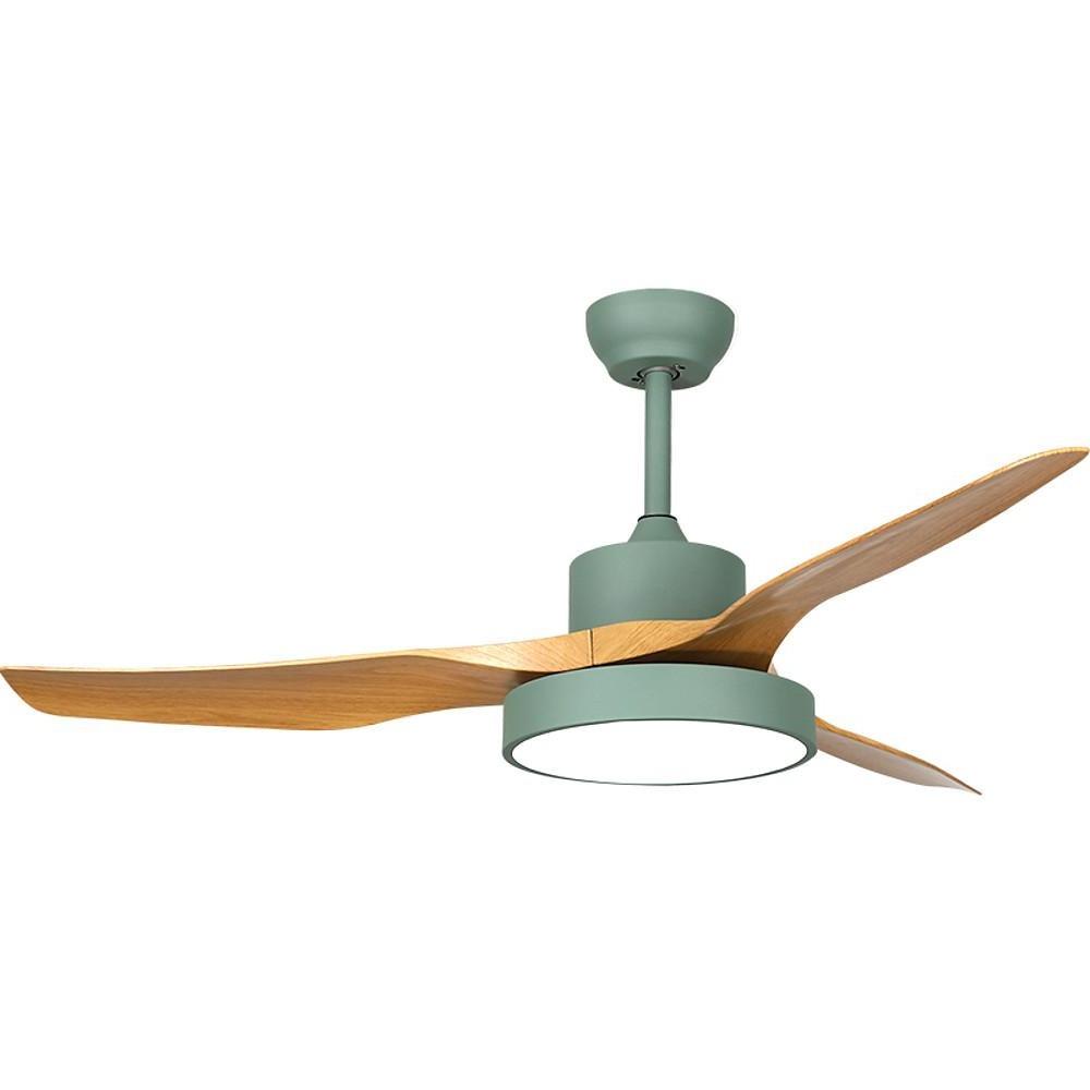 Rustic 3-Blade Ceiling Fan — Wood Grain Finish, LED, Dimmable, Remote Control, 3000K–6000K, 52"