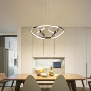 Curved Flower-Shaped LED Pendant Chandelier — Aluminum, 1-Light 40W, 18" Diameter, 3000K / 6000K, 39" Adjustable Cord