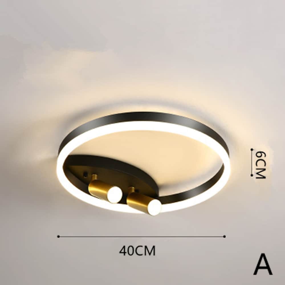 Circular Spotlight LED Flush-Mount Ceiling Light — Metal, Black or Gold, 54W, 3-Step Dimming, Remote Control, 16" Diameter