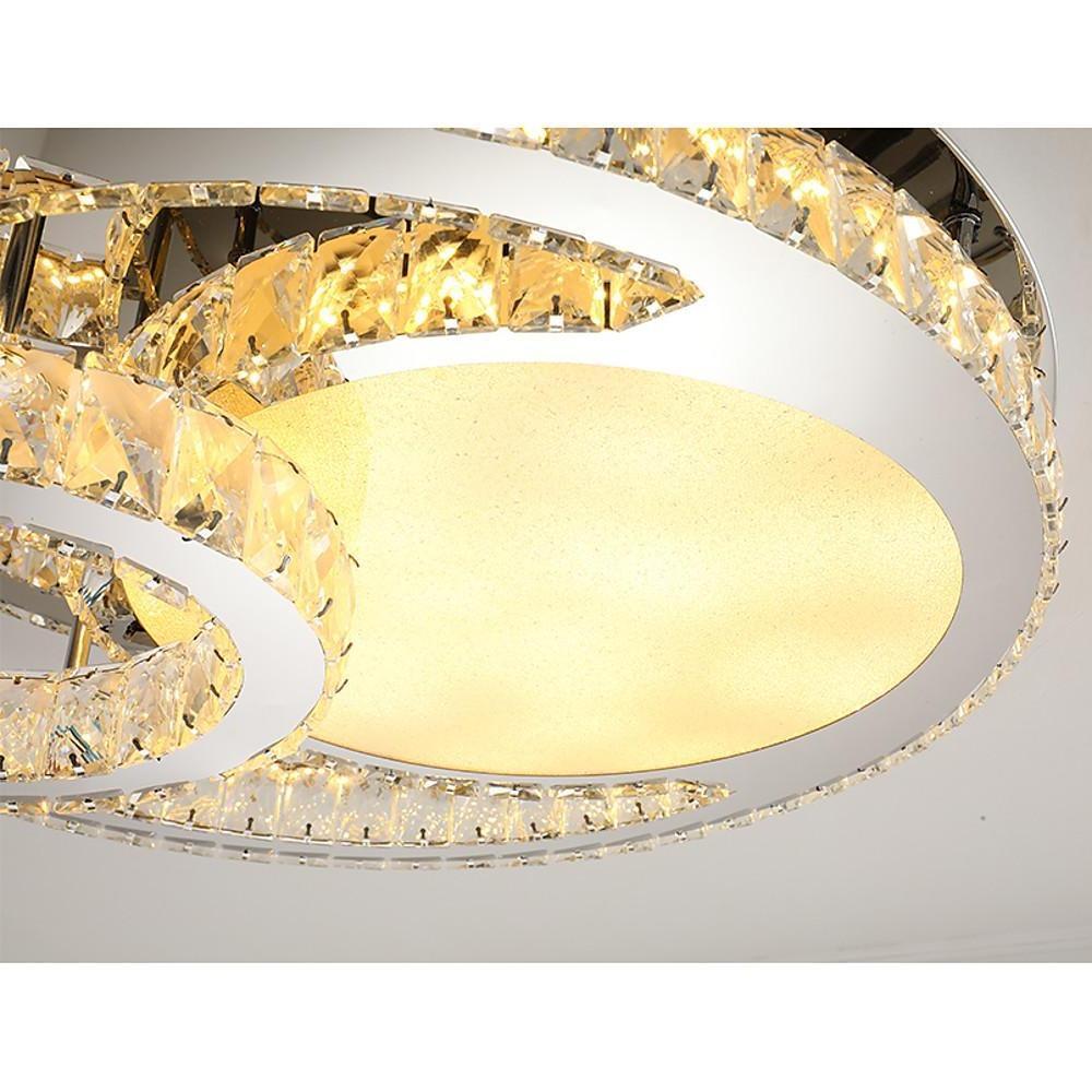 Overlapping Circles Crystal Flush-Mount Ceiling Light — Stainless Steel, LED, 20" Diameter