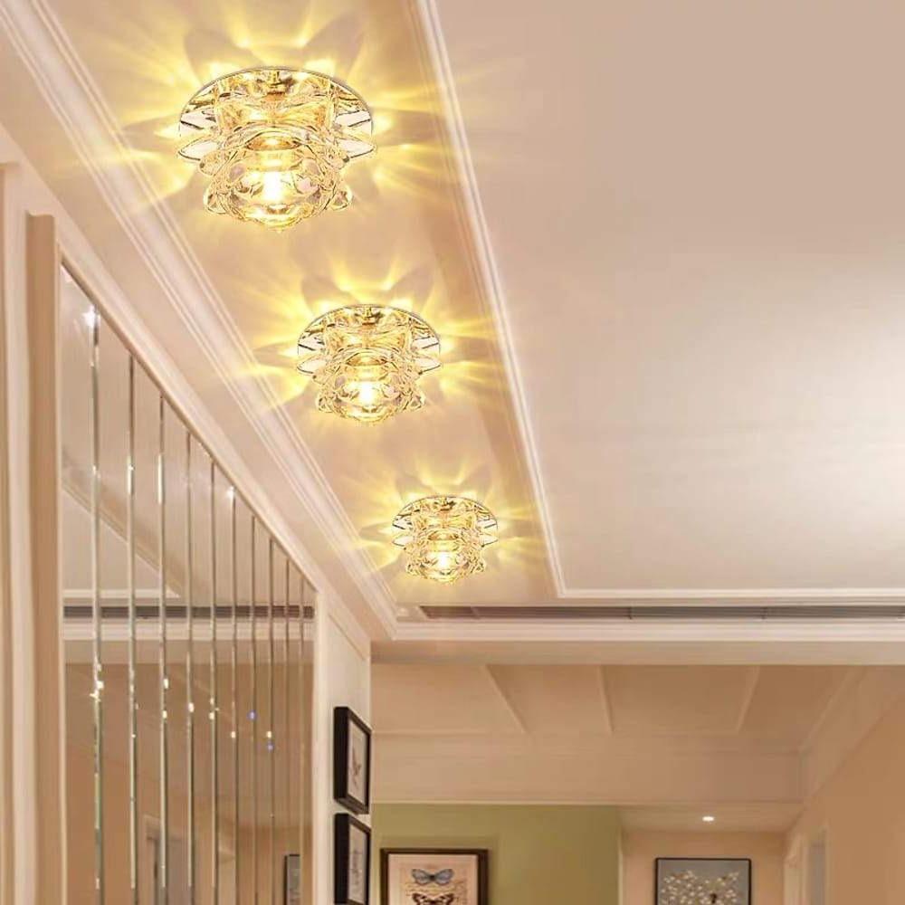 Flower Flush-Mount LED Ceiling Light — Electroplated Glass, Multi-Color RGB / Warm / Cool White, 4" Diameter