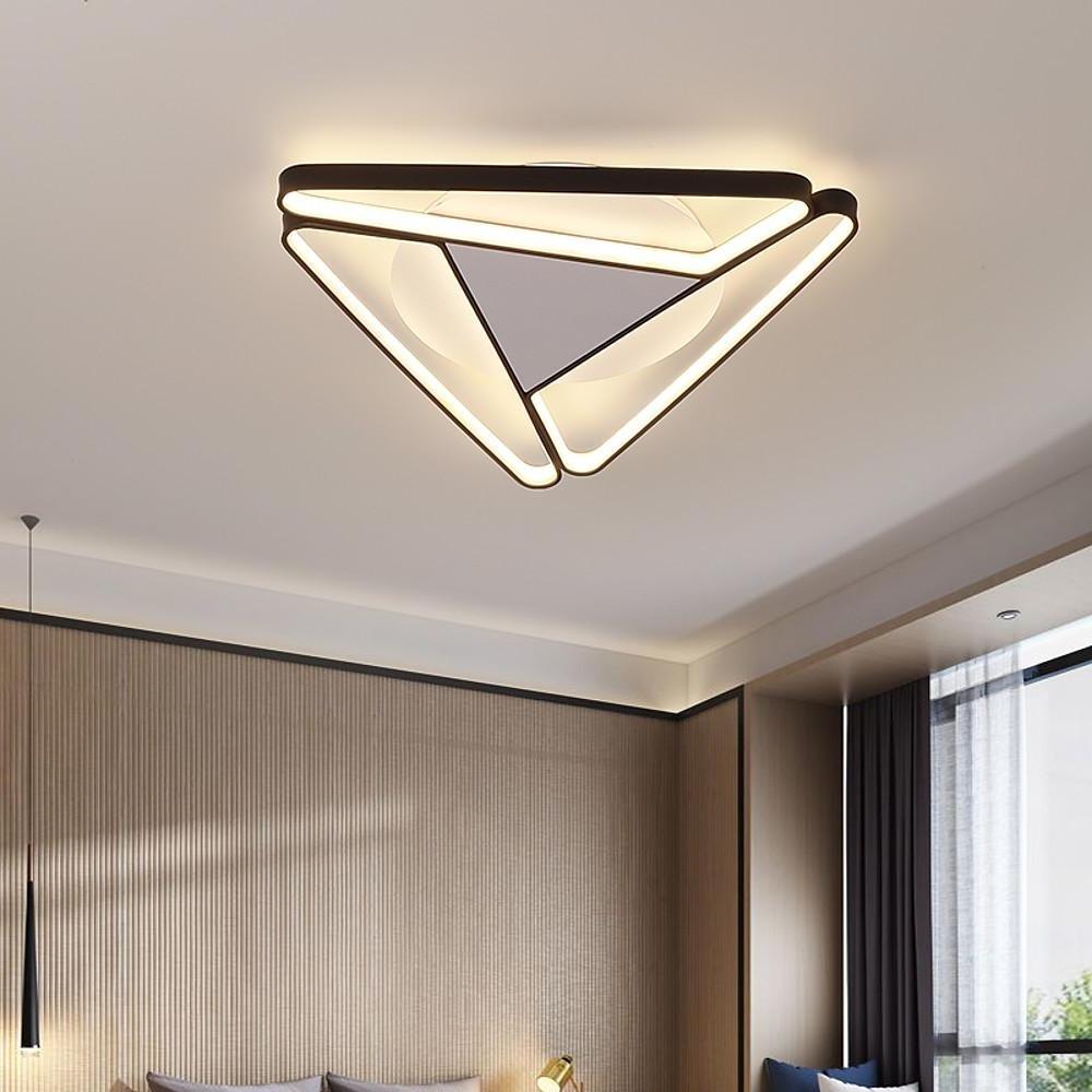 Geometric LED Flush-Mount Ceiling Light — Metal & PVC, 3-Light, 14W, 20" Diameter, Modern