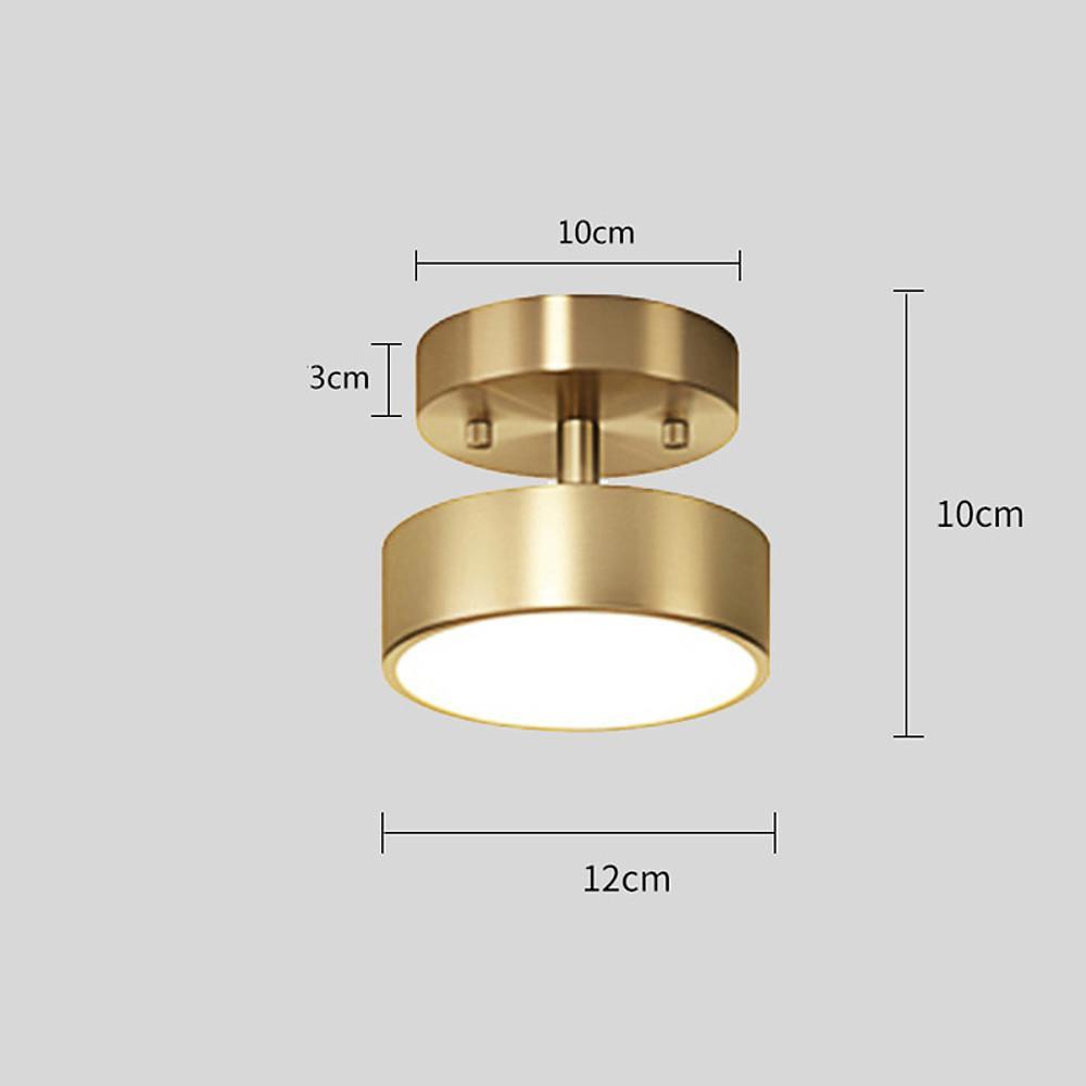 Circular Adjustable LED Flush-Mount Ceiling Light — Electroplated Copper, Acrylic Shade, 12/18W, 3000K/4500K/6500K
