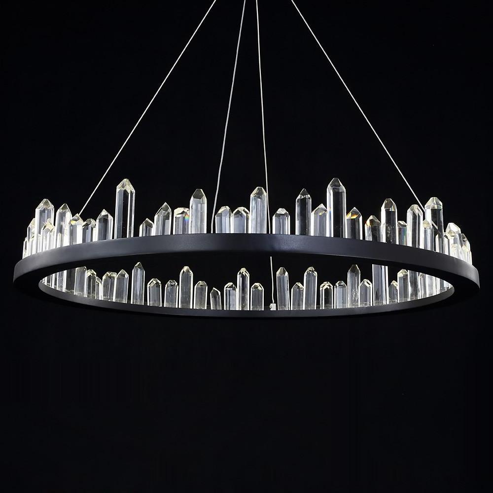 Circular Ring Crystal Chandelier — Metal, LED, 31" Diameter, Adjustable Height, 40W, 3000K / 6000K